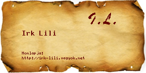 Irk Lili névjegykártya